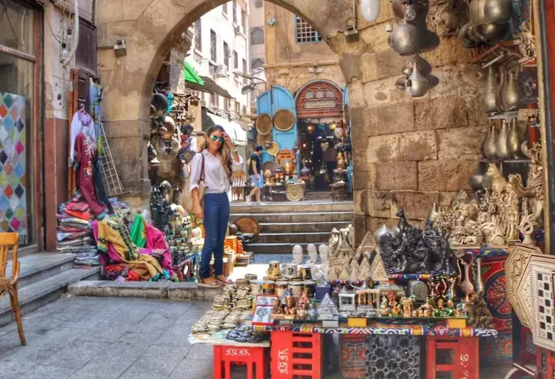 Shopping at Khan El Khalili Bazaar during a private tour in Cairo Egypt